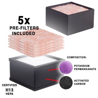 Set filtri Wideband ZeroSmog Guard | Filtro principale HEPA H13 Carboni Attivi e Permanganato di Potassio | 5 Prefiltri inclusi, FT91000049